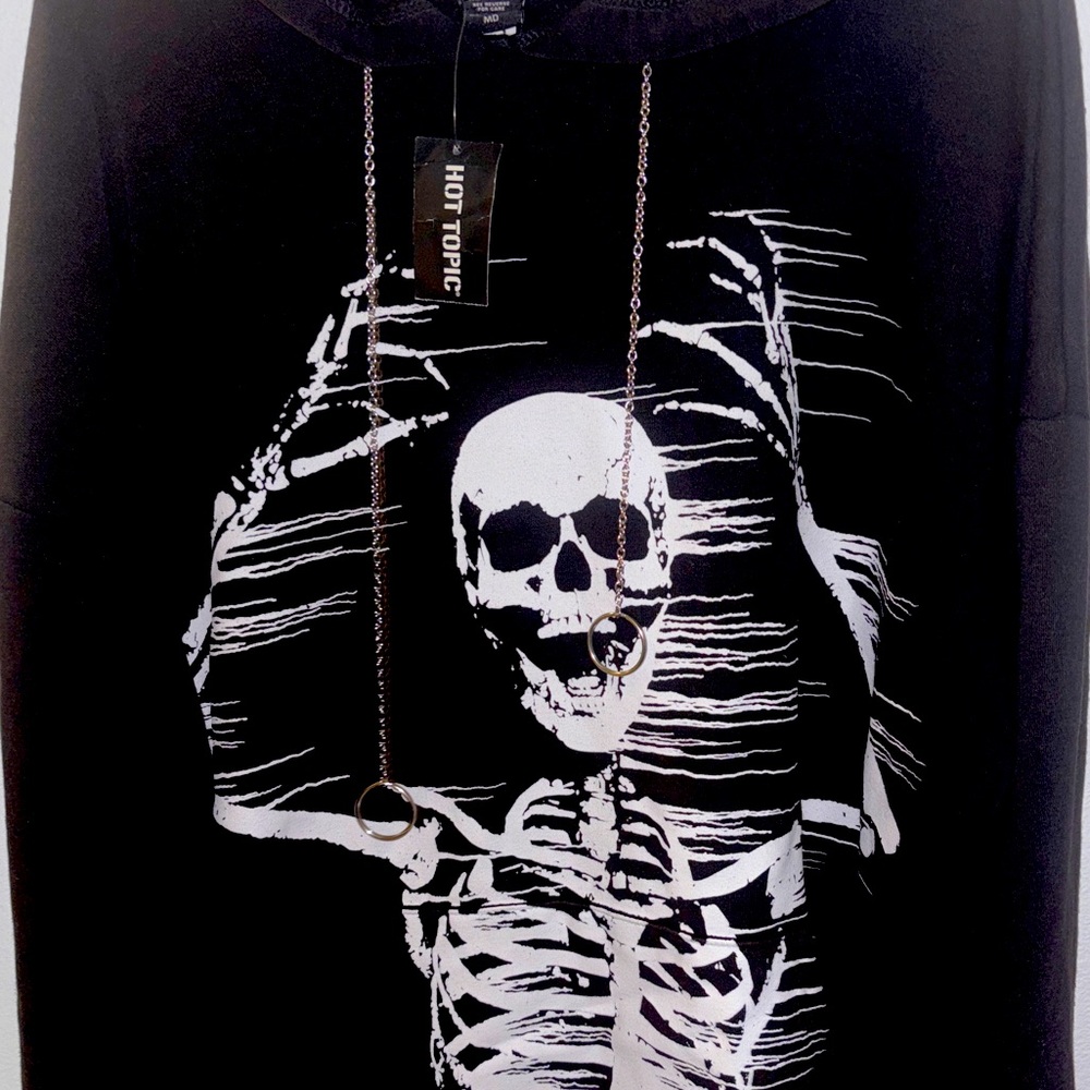 Social Collision Goth Skeleton Hoodie With Hardware Hot Topic